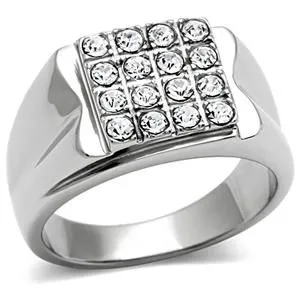 CJ431 Wholesale Crystal Center Stainless Steel Ring Green Rings