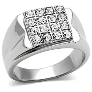 CJ431 Wholesale Crystal Center Stainless Steel Ring Green Rings