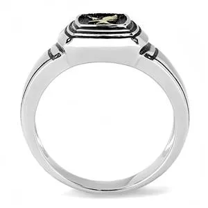 CJE3226 Wholesale Mens Stainless Steel TwoTone IP Gold Epoxy Eagle Ring Green Rings CJE3226 Wholesale Mens Stainless Steel TwoTone IP Gold Epoxy Eagle Ring Green Rings