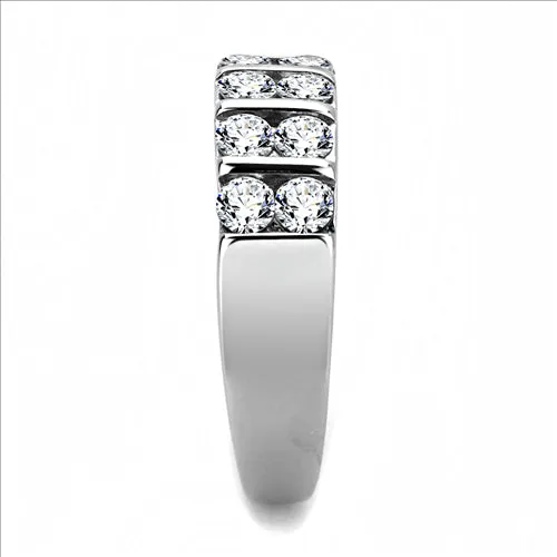 CJE3504 Wholesale Womens Stainless Steel AAA Grade CZ Clear Stone Band Green Rings CJE3504 Wholesale Womens Stainless Steel AAA Grade CZ Clear Stone Band Green Rings