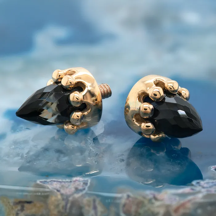 Crown Bullet Threaded End in Gold with Faceted London Blue Topaz Body Vision BVLA Rings