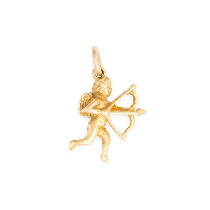 Cupid 10k Gold Charm Vintage Earrings