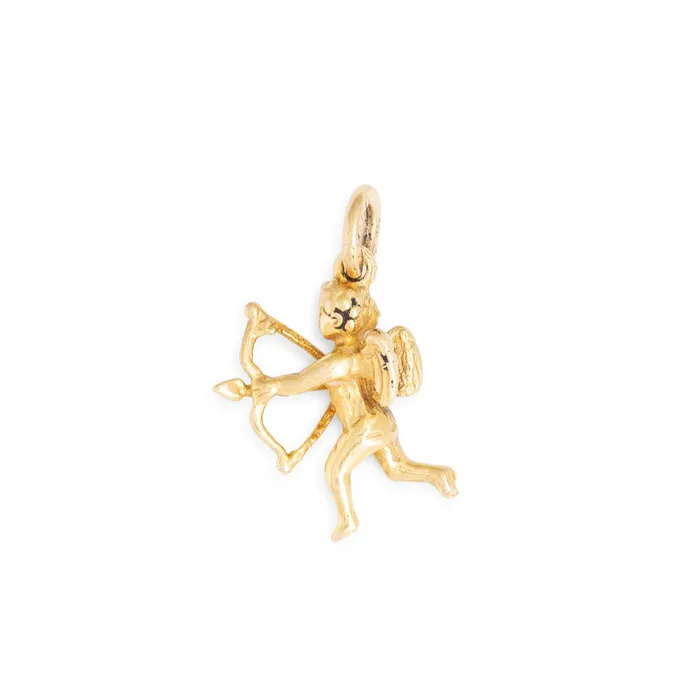 Cupid 10k Gold Charm Vintage Earrings