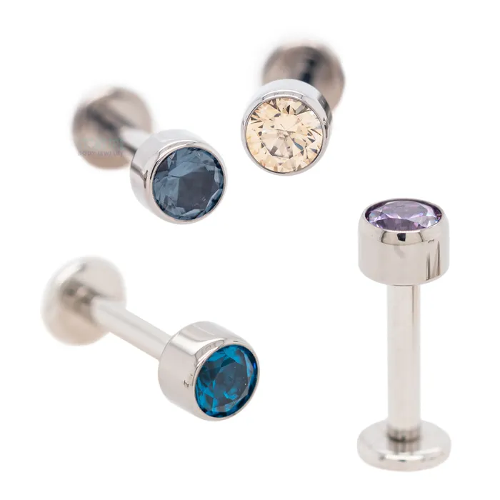 Earrings Anatometal 4mm BezelSet BrilliantCut Gem on Flatback