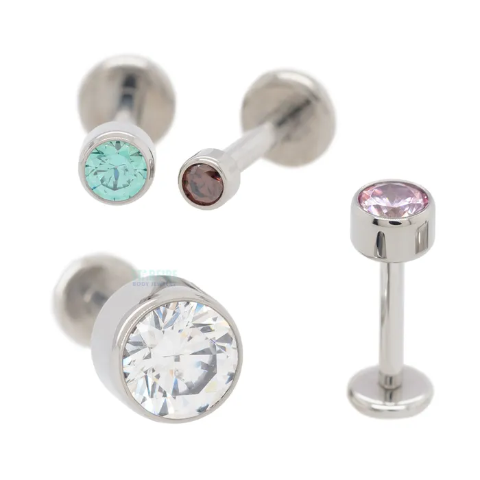 Earrings Anatometal 4mm BezelSet BrilliantCut Gem on Flatback