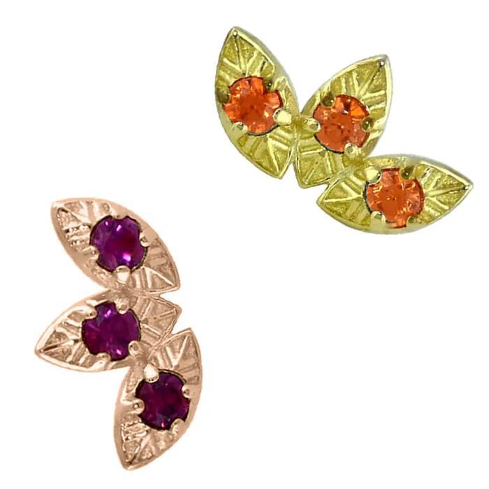 Earrings Anatometal threadless Noble Fan End in Gold with 125mm BrilliantCut Gems Earrings Anatometal threadless Noble Fan End in Gold with 125mm BrilliantCut Gems