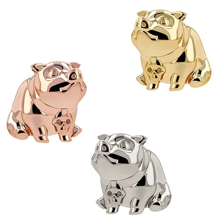 Earrings Anatometal threadless Pig Skull End in Gold