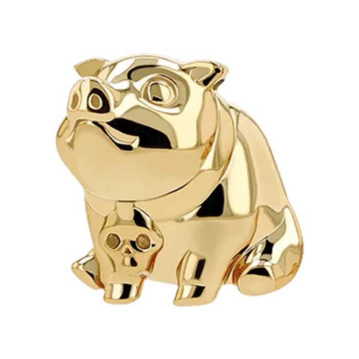 Earrings Anatometal threadless Pig Skull End in Gold