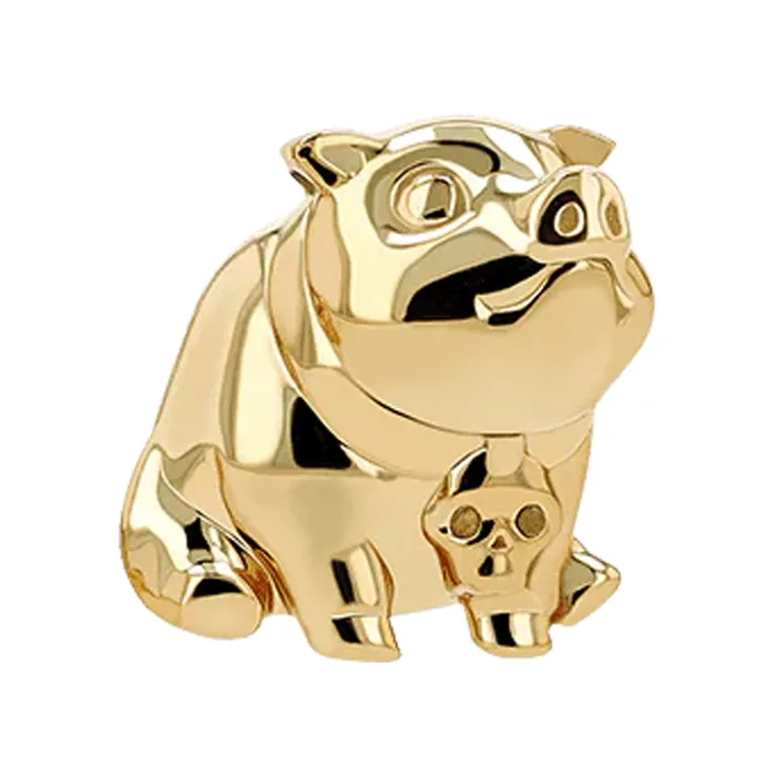 Earrings Anatometal threadless Pig Skull End in Gold