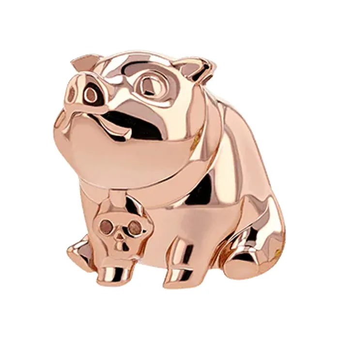 Earrings Anatometal threadless Pig Skull End in Gold