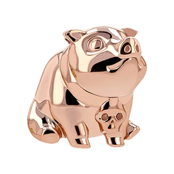 Earrings Anatometal threadless Pig Skull End in Gold