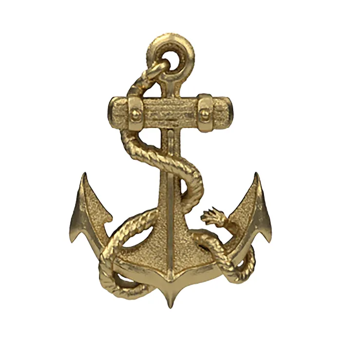 Earrings Anatometal threadless Sailor Anchor End in Gold