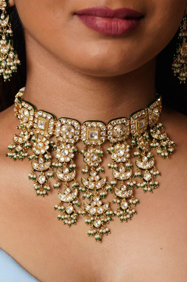 Earrings Attrangi Darshana Polki Tukdi Choker Set