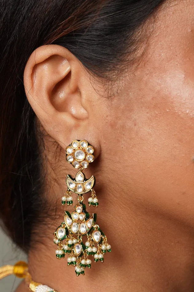 Earrings Attrangi Darshana Polki Tukdi Choker Set Earrings Attrangi Darshana Polki Tukdi Choker Set
