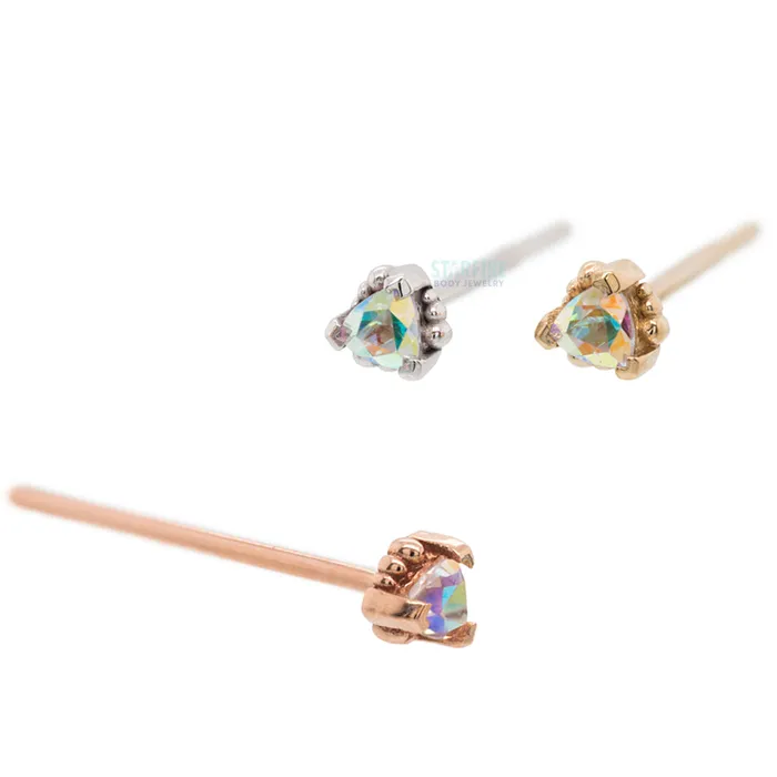 Earrings Body Vision BVLA Beaded Trillion Nostril Screw in Gold with Mercury Mist Topaz Earrings Body Vision BVLA Beaded Trillion Nostril Screw in Gold with Mercury Mist Topaz