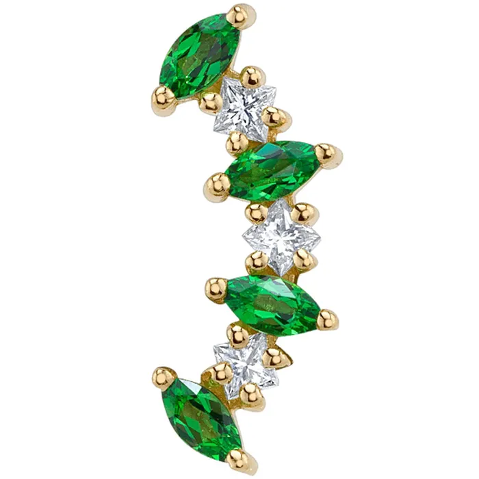 Earrings Body Vision BVLA Fiona Threaded End in Gold with Tsavorite DIAMONDS