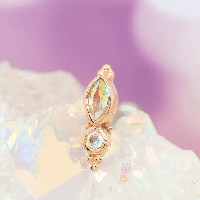 Earrings Body Vision BVLA Mai Marquise Threaded End in Gold with Mercury Mist Topaz