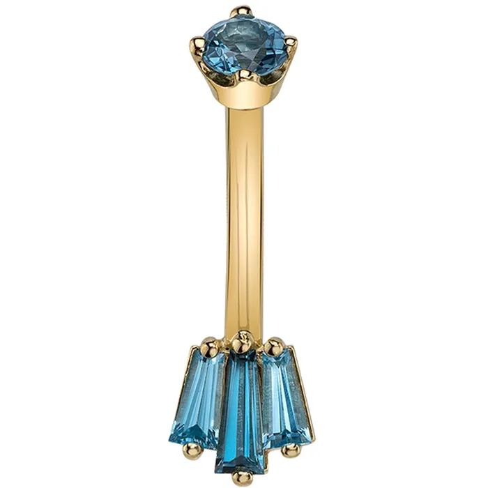 Earrings Body Vision BVLA Oceane 3 Navel Curve in Gold with London Blue Topaz