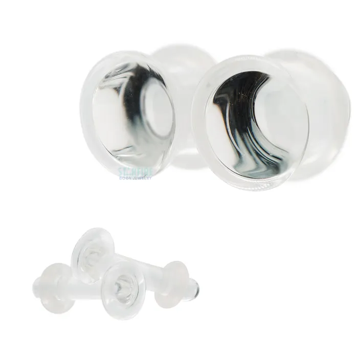 Earrings Glasswear Studios Glass Colorfront Plugs Clear