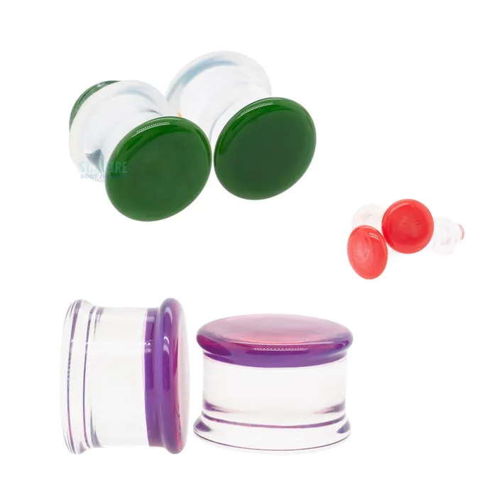 Earrings Glasswear Studios Glass Colorfront Plugs Clear