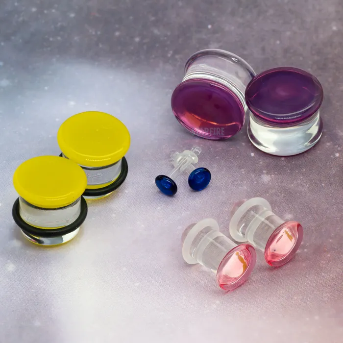 Earrings Glasswear Studios Glass Colorfront Plugs Clear