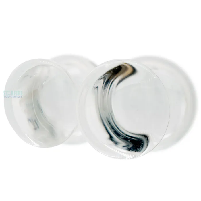 Earrings Glasswear Studios Glass Colorfront Plugs Clear