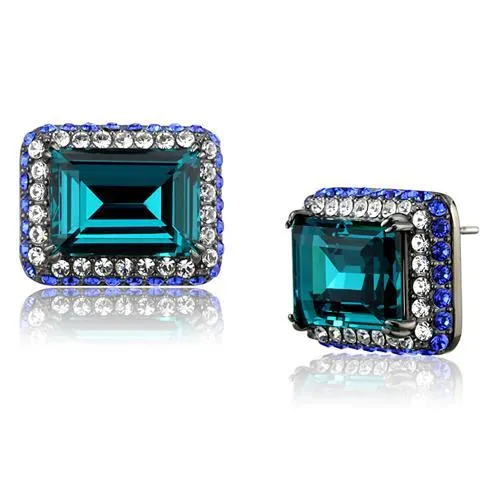 Earrings Green CJ2812 Wholesale Womens Stainless Steel IP Light Black Top Grade Crystal Blue Zircon Earrings