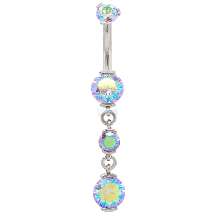 Earrings Industrial Strength IS 2 ProngSet Faceted Gem Navel Curve with Dangle 5