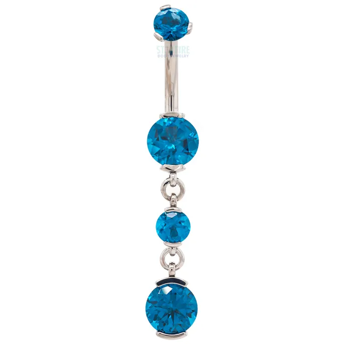 Earrings Industrial Strength IS 2 ProngSet Faceted Gem Navel Curve with Dangle 5