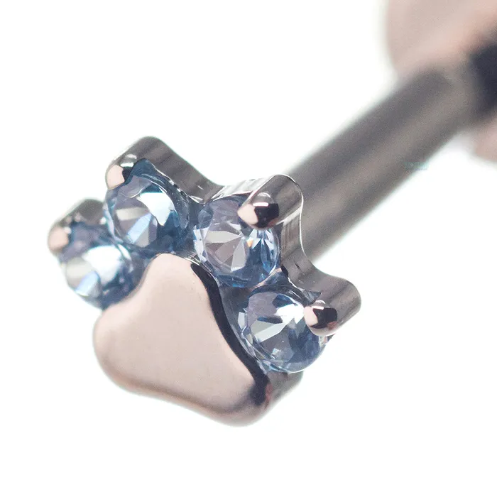 Earrings Industrial Strength IS Faceted Gem Paw Print on Flatback