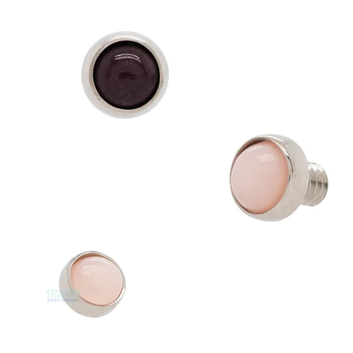 Earrings LeRoi Bezel Set Stone Cabochon Threaded End Retainer