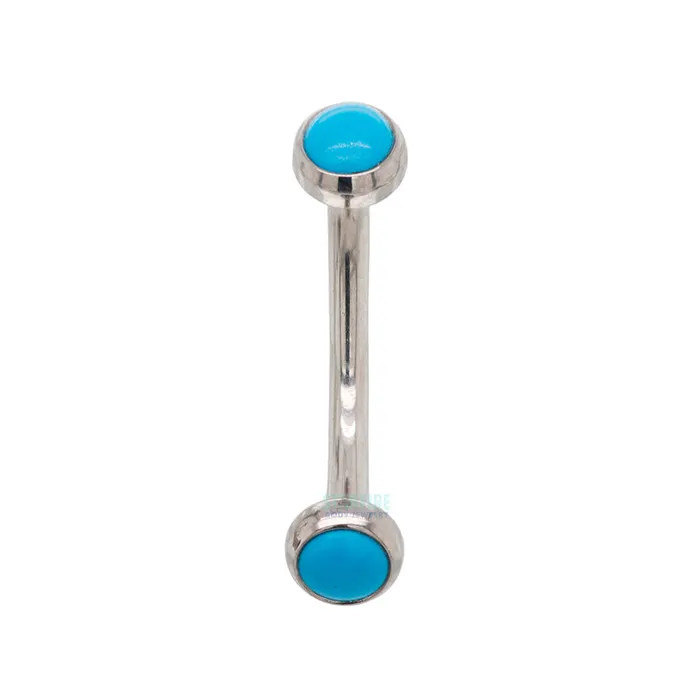 Earrings Natural Stone Cabochons in Bezel Curved Barbell Industrial Strength IS