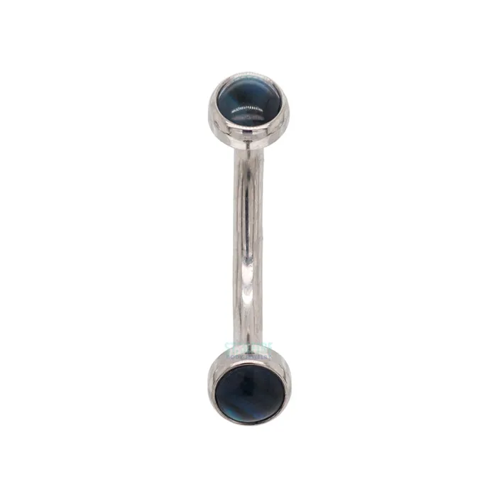 Earrings Natural Stone Cabochons in Bezel Curved Barbell Industrial Strength IS