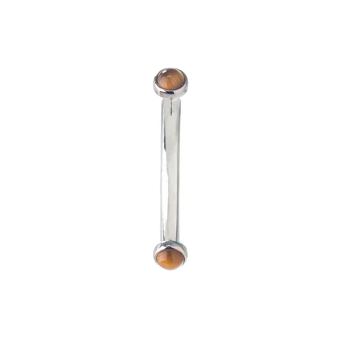 Earrings Natural Stone Cabochons in Bezel Curved Barbell Industrial Strength IS
