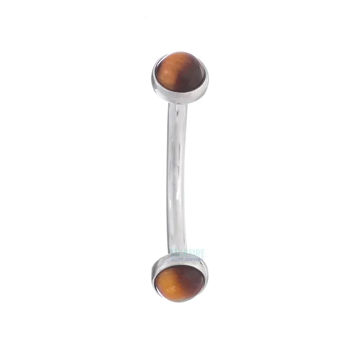 Earrings Natural Stone Cabochons in Bezel Curved Barbell Industrial Strength IS