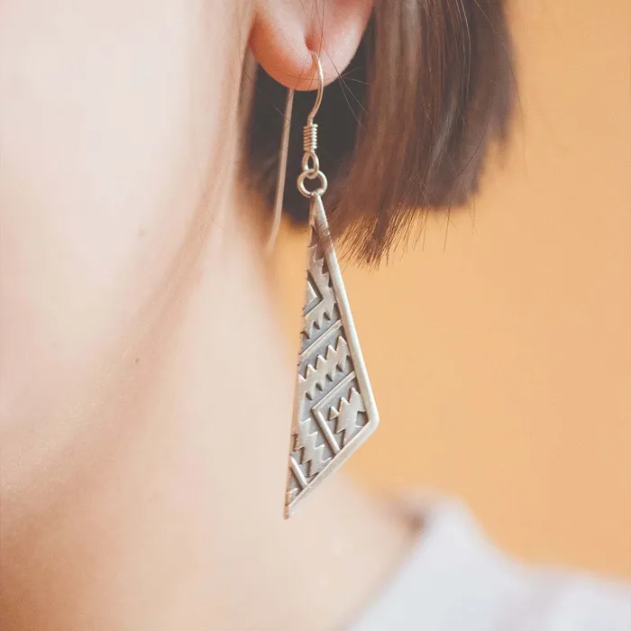 Earrings SkyWeaver Triangle Dangle Earrings Turquoise Skies