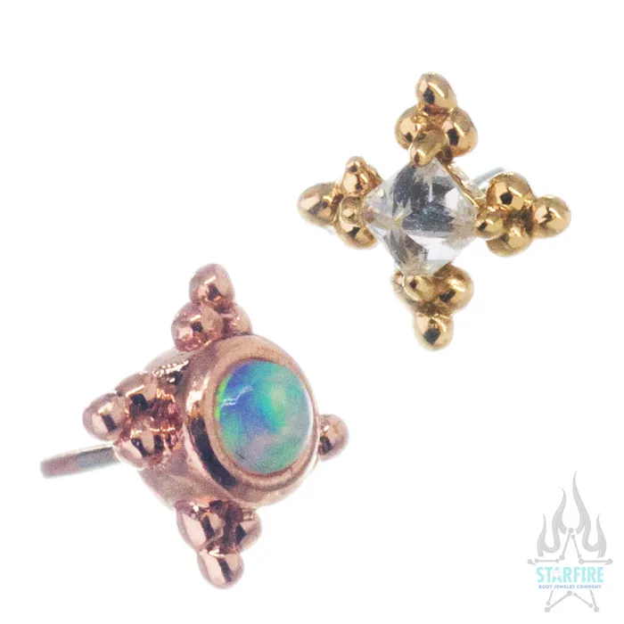 Earrings Tawapa threadless Moonlight Pin in Gold with Gemstone
