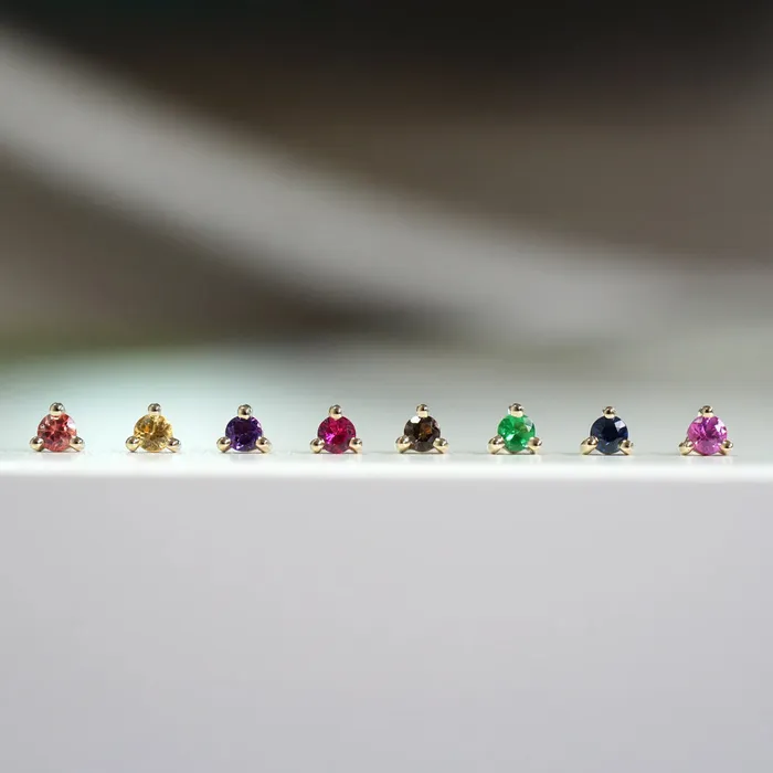 Earrings threadless Gia End in Gold with Genuine Gemstones Modern Mood