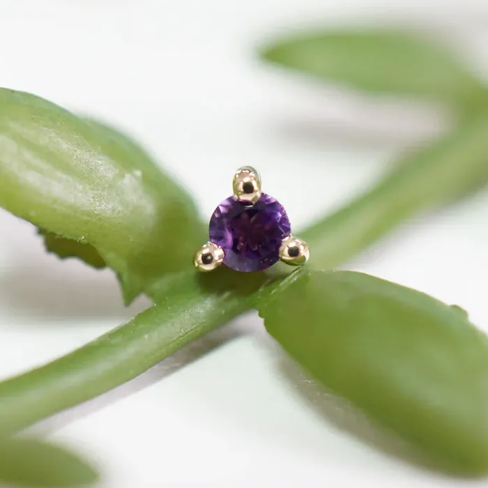 Earrings threadless Gia End in Gold with Genuine Gemstones Modern Mood