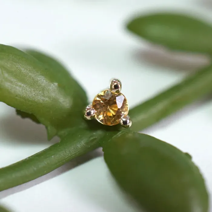 Earrings threadless Gia End in Gold with Genuine Gemstones Modern Mood