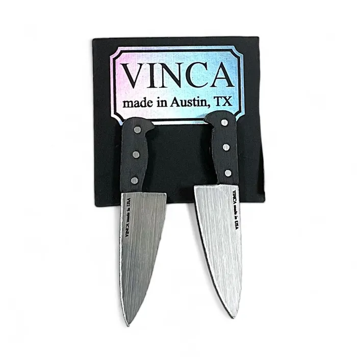 Earrings VincaUSA Chefs Knife Earrings 2 Bigger in SilverBlack