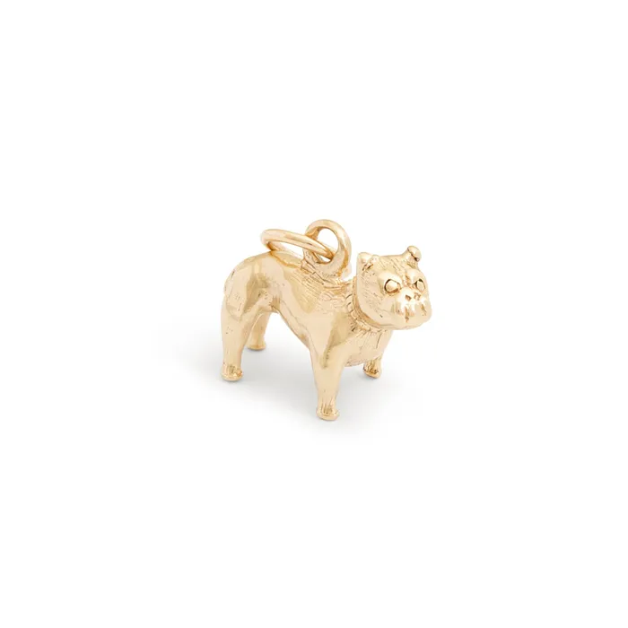 Earrings Vintage Bulldog 10K Gold Dog Charm