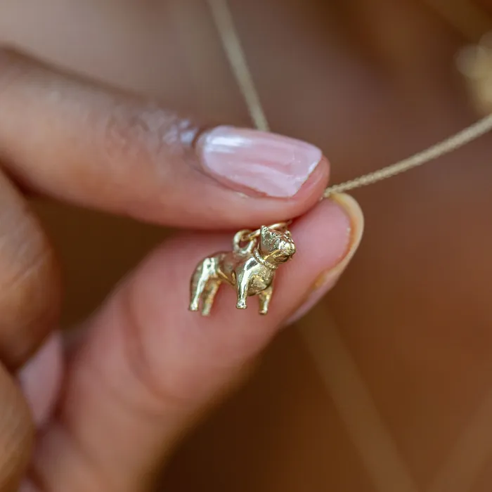 Earrings Vintage Bulldog 10K Gold Dog Charm