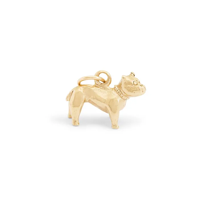 Earrings Vintage Bulldog 10K Gold Dog Charm