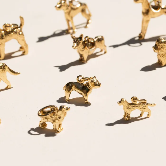 Earrings Vintage Bulldog 10K Gold Dog Charm