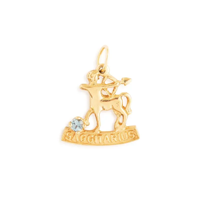 Earrings Vintage Sagittarius 10k Gold and Topaz Zodiac Charm