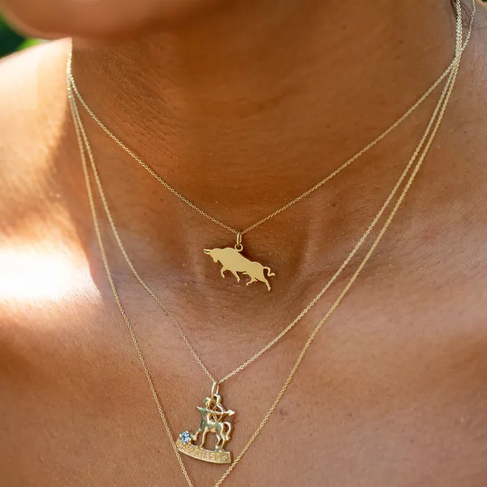 Earrings Vintage Sagittarius 10k Gold and Topaz Zodiac Charm