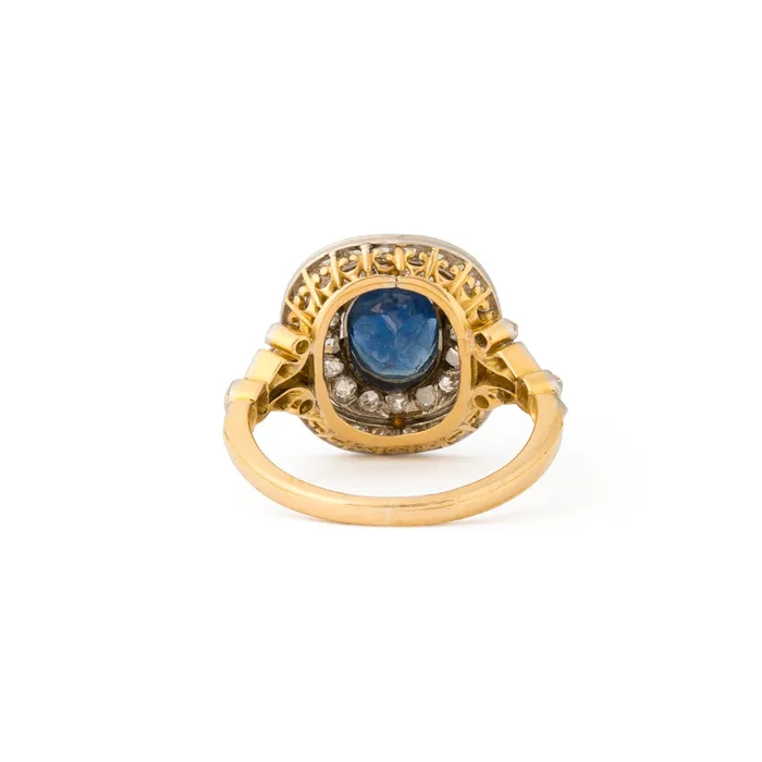 Edwardian Sapphire Diamond and Platinumtopped 18k Gold Ring Antique Rings