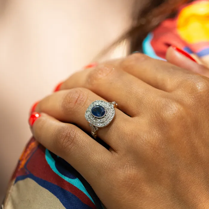 Edwardian Sapphire Diamond and Platinumtopped 18k Gold Ring Antique Rings