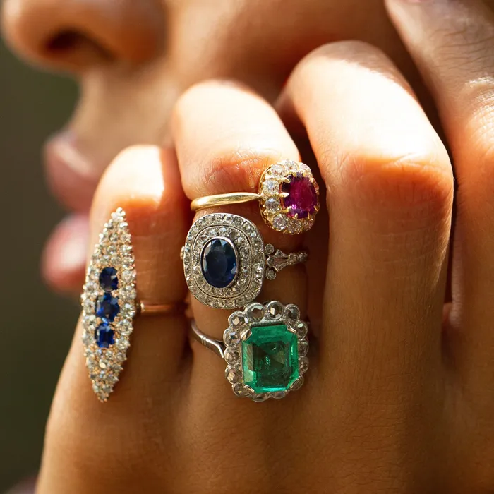 Edwardian Sapphire Diamond and Platinumtopped 18k Gold Ring Antique Rings